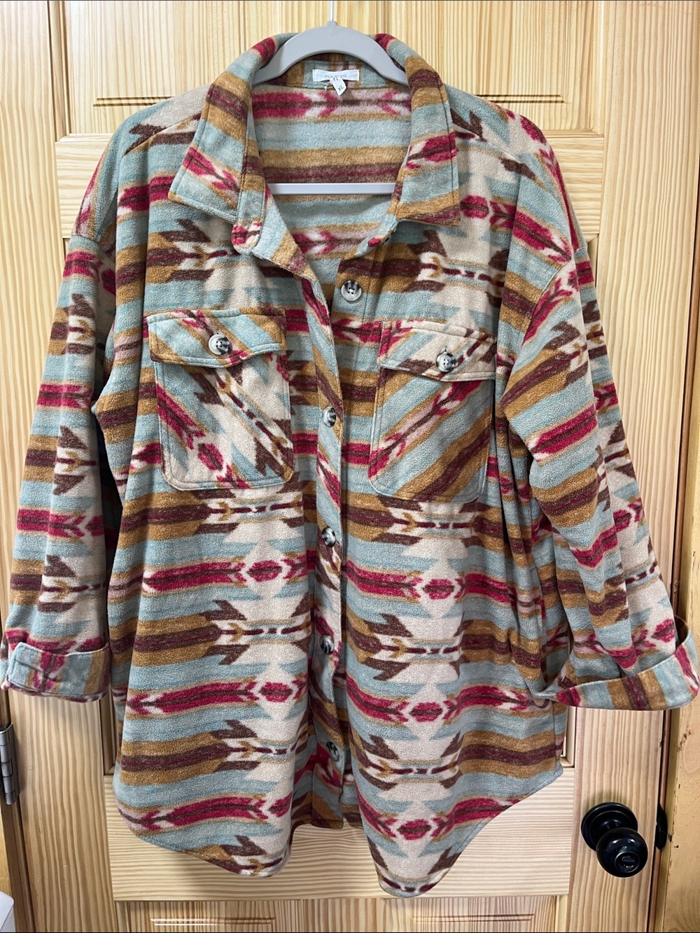 Maurices Multicolor Aztec Button-Down Shirt Jacket